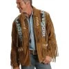 Liberty Wear Eagle Bead Fringed Suede Leather Jacket - Big & Tall