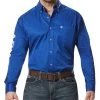 Ariat Men's Solid Twill Team Logo Long Sleeve Button-Down Western Shirt