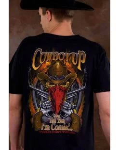 Cowboy Up Men's Skeleton Cowboy Short Sleeve Graphic T-Shirt