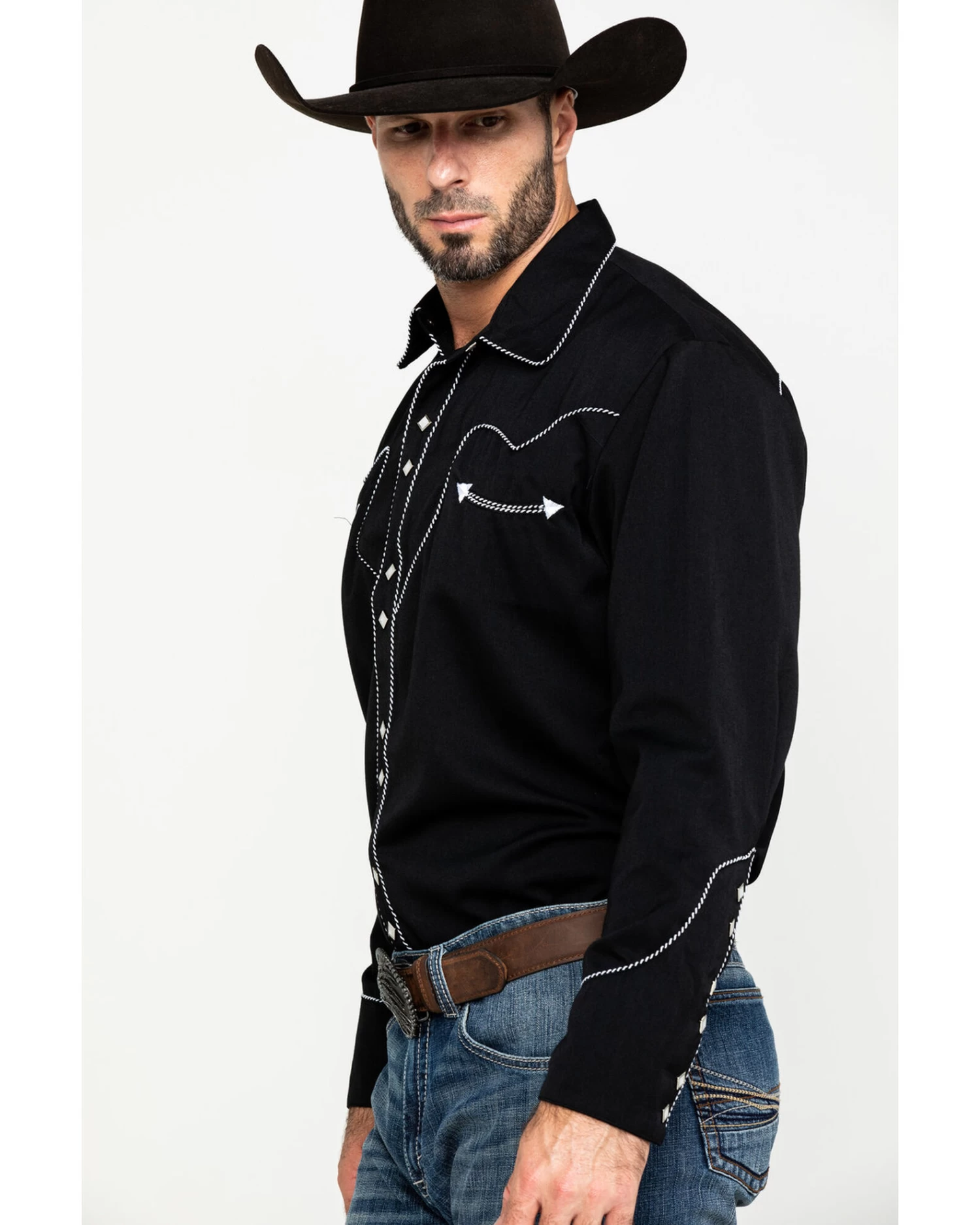Scully Men's Embroidered Long Sleeve Snap Western Shirt - Image 3