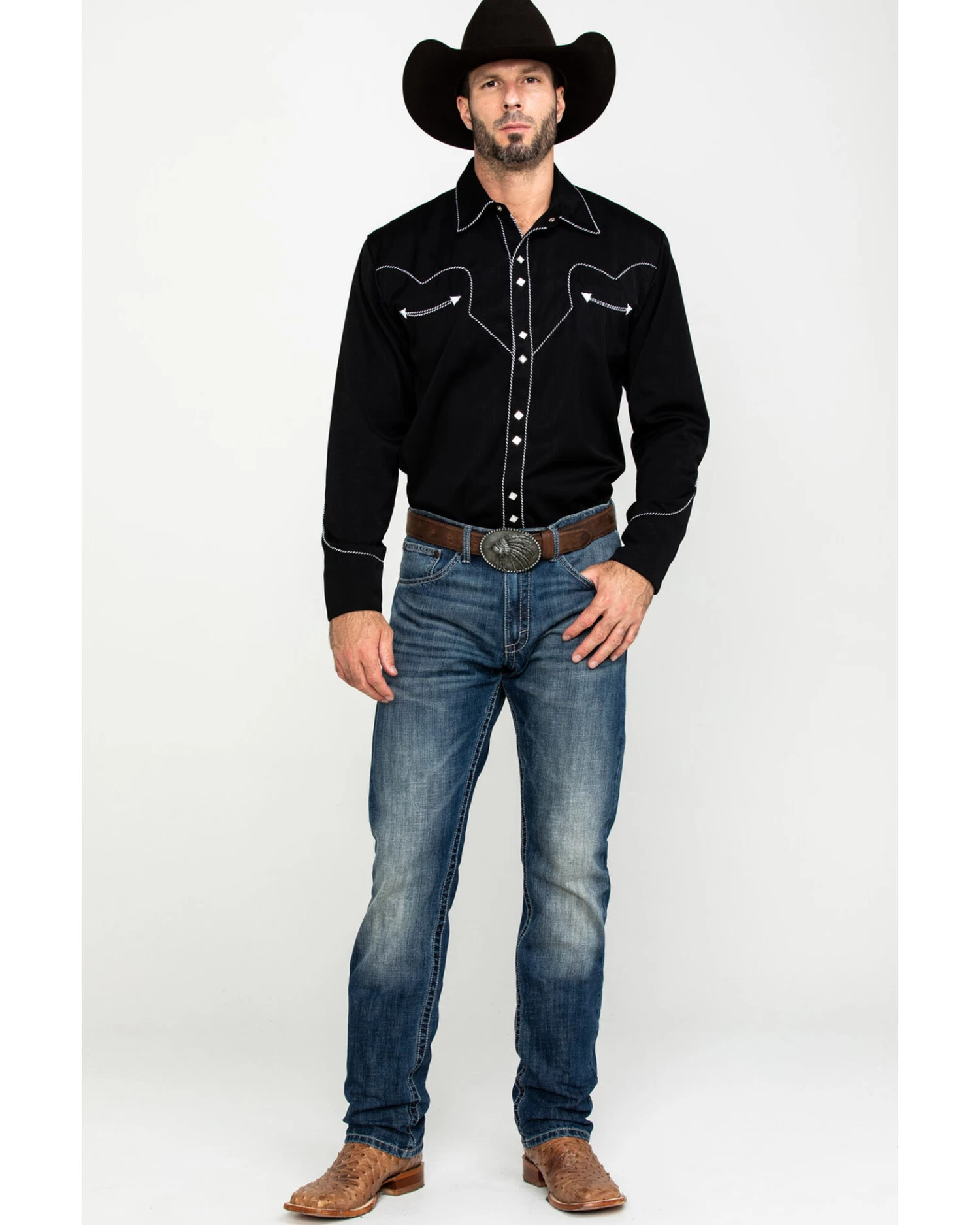 Scully Men's Embroidered Long Sleeve Snap Western Shirt - Image 6