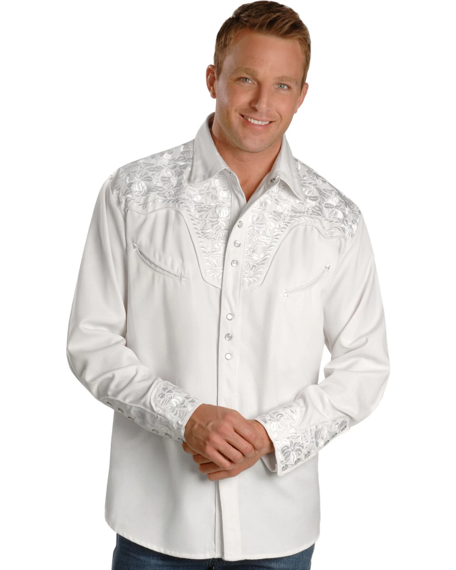 Scully Men's Embroidered Gunfighter Long Sleeve Western Shirt