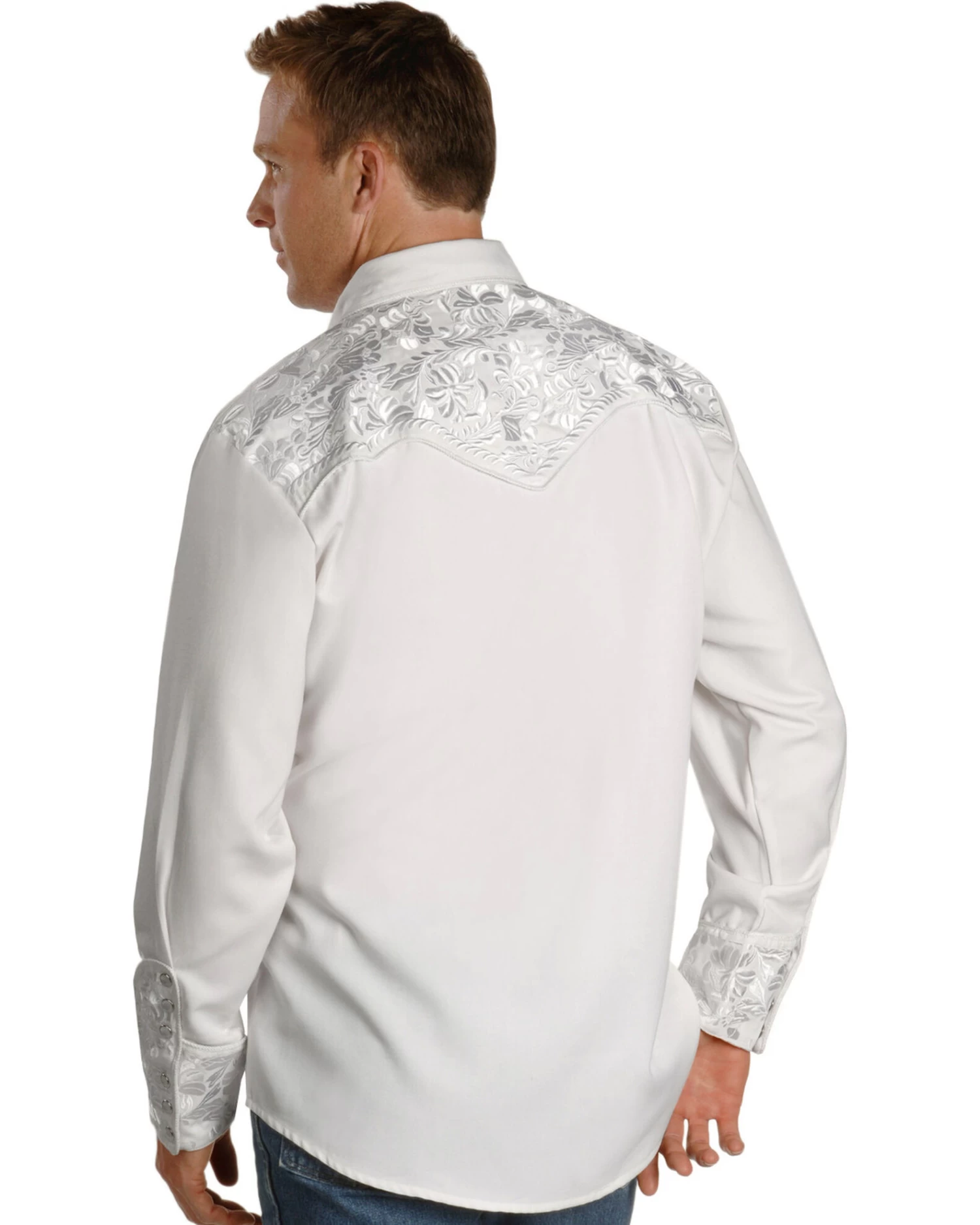 Scully Men's Embroidered Gunfighter Long Sleeve Western Shirt - Image 3