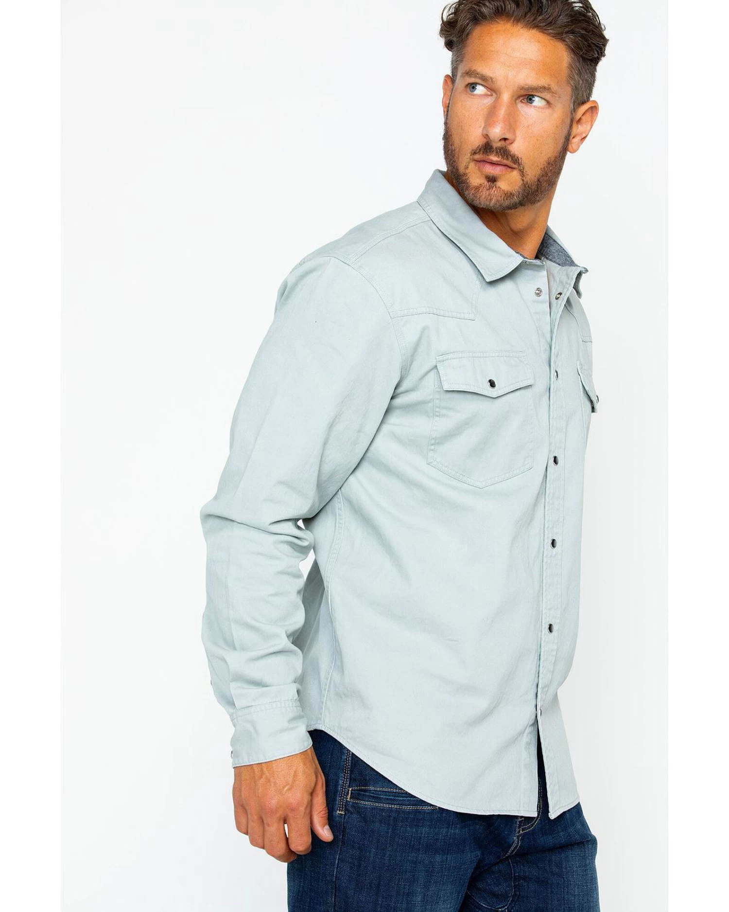 Hawx Men's Twill Pearl Snap Long Sleeve Western Work Shirt - Tall - Image 4