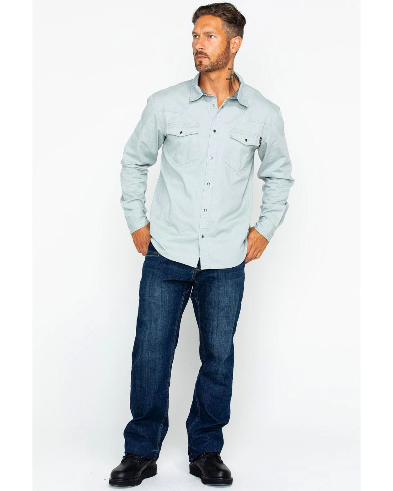 Hawx Men's Twill Pearl Snap Long Sleeve Western Work Shirt - Tall - Image 6
