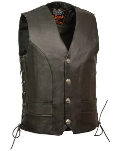 Milwaukee Leather Men's Buffalo Snap Side Lace Vest - Big