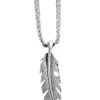 M & F Western Men's Silver Twisted Feather Necklace