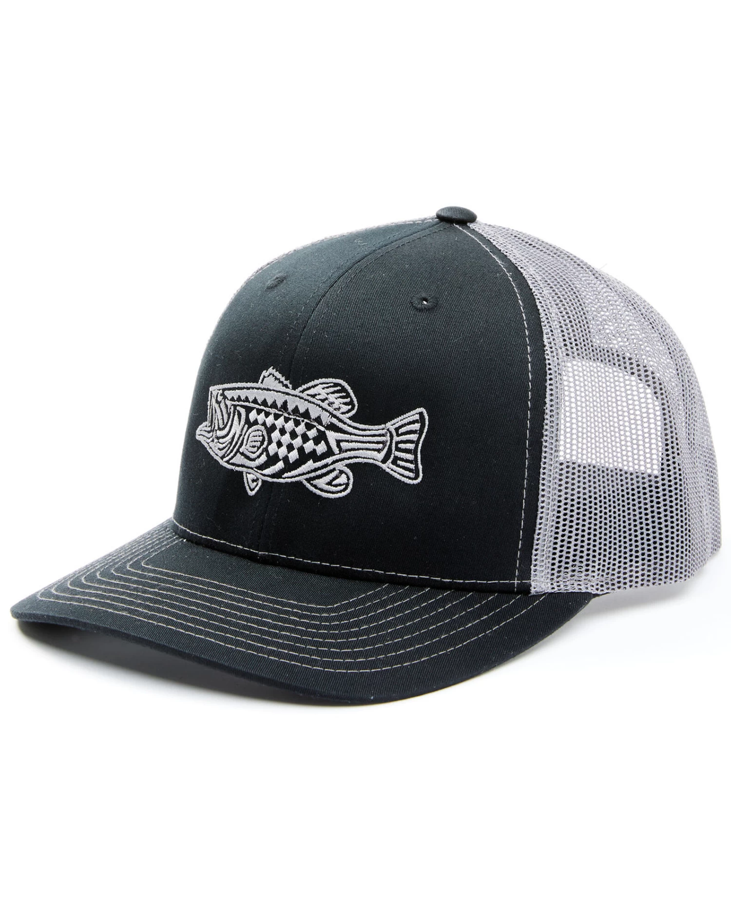Oil Field Hats Men's Black Tribal Bass Mesh Cap