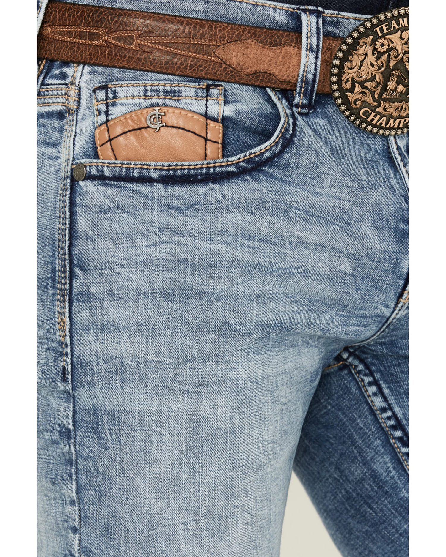 Cody James Core Men's Clover Leaf Light Wash Stretch Slim Straight Jeans - Image 2