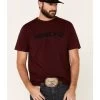 HOOey Men's Maroon Lock-Up Logo Graphic T-Shirt 