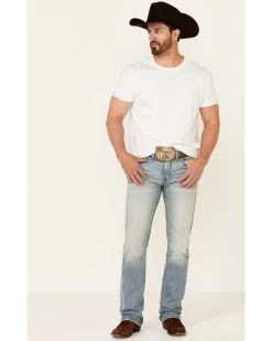 Moonshine Spirit Men's Wild West Light Wash Stretch Stackable Straight Jeans 