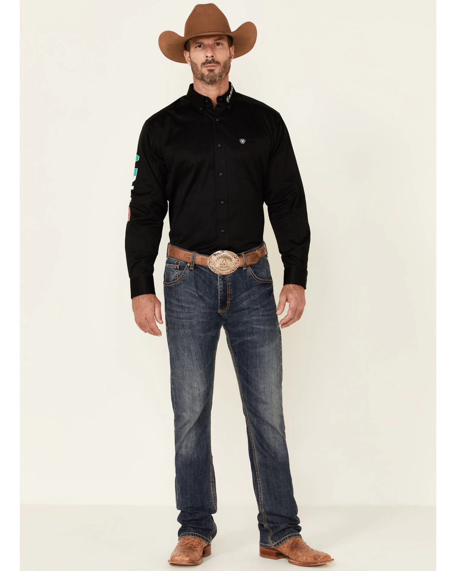 Ariat Men's Solid Team Mexico Logo Long Sleeve Button-Down Western Shirt - Image 3