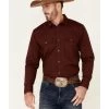 Gibson Men's Burgundy Basic Solid Long Sleeve Pearl Snap Western Shirt 
