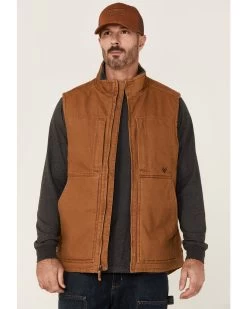 Hawx Men's Rust Copper Browder Weathered Duck Zip-Front Insulated Work Vest 