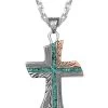 Montana Silversmiths Men's Inner Light Turquoise Cross Necklace