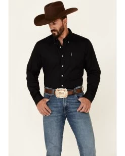 Cinch Men's Modern Fit Solid Black Long Sleeve Button-Down Western Shirt