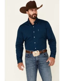 Cinch Men's Modern Fit Solid Navy Long Sleeve Button-Down Western Shirt 