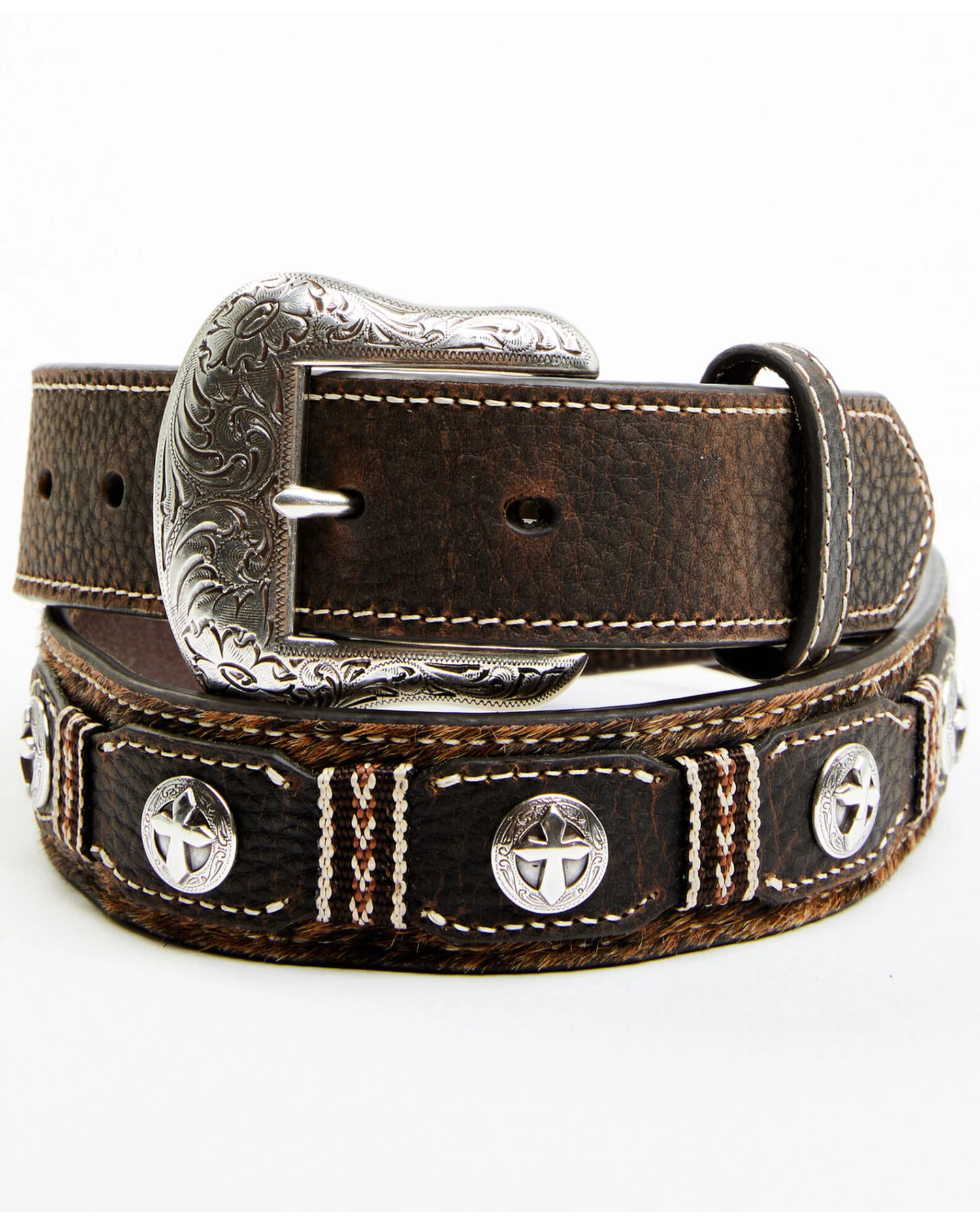 Cody James Men's Hair-On Cross Concho Western Belt
