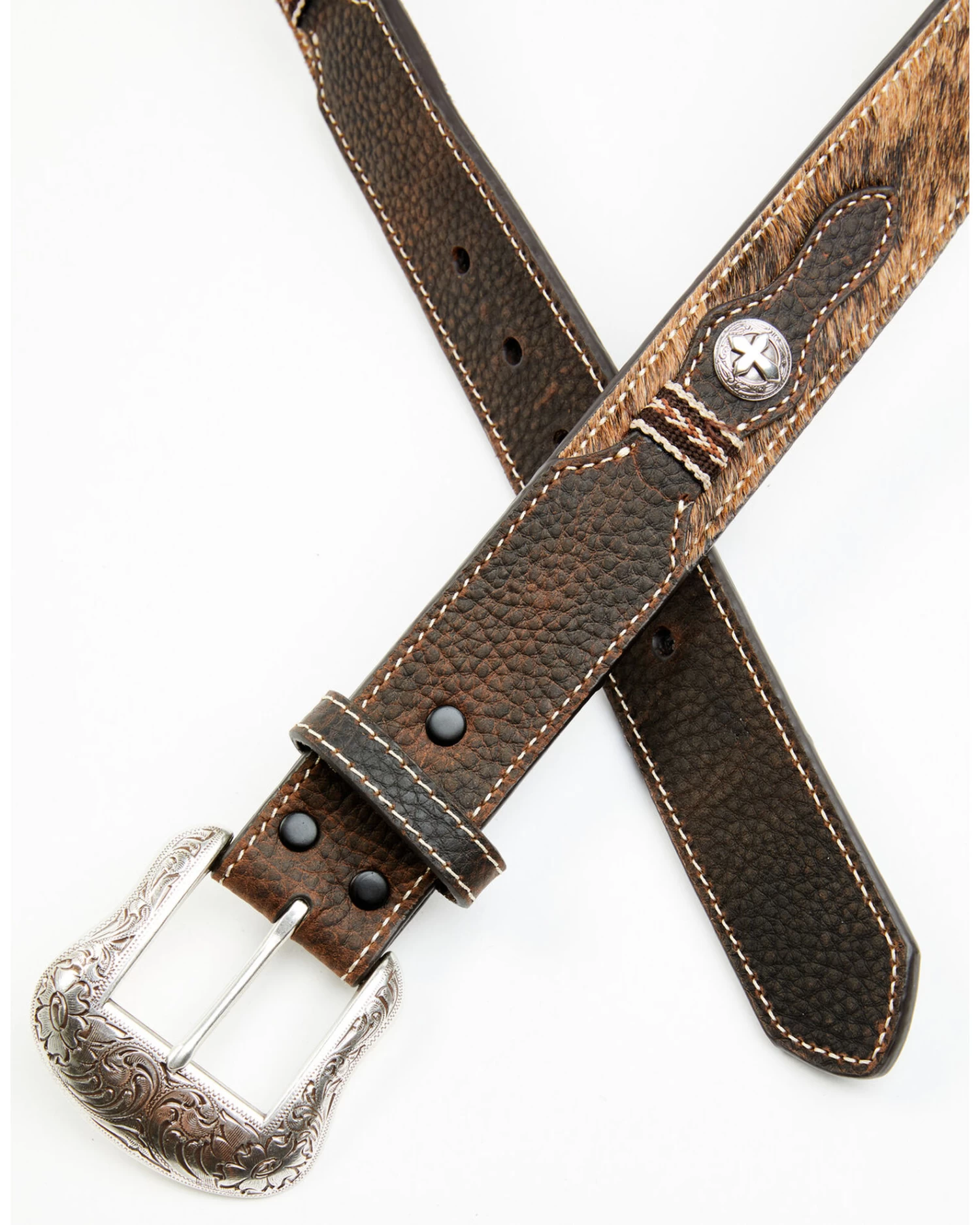 Cody James Men's Hair-On Cross Concho Western Belt - Image 2