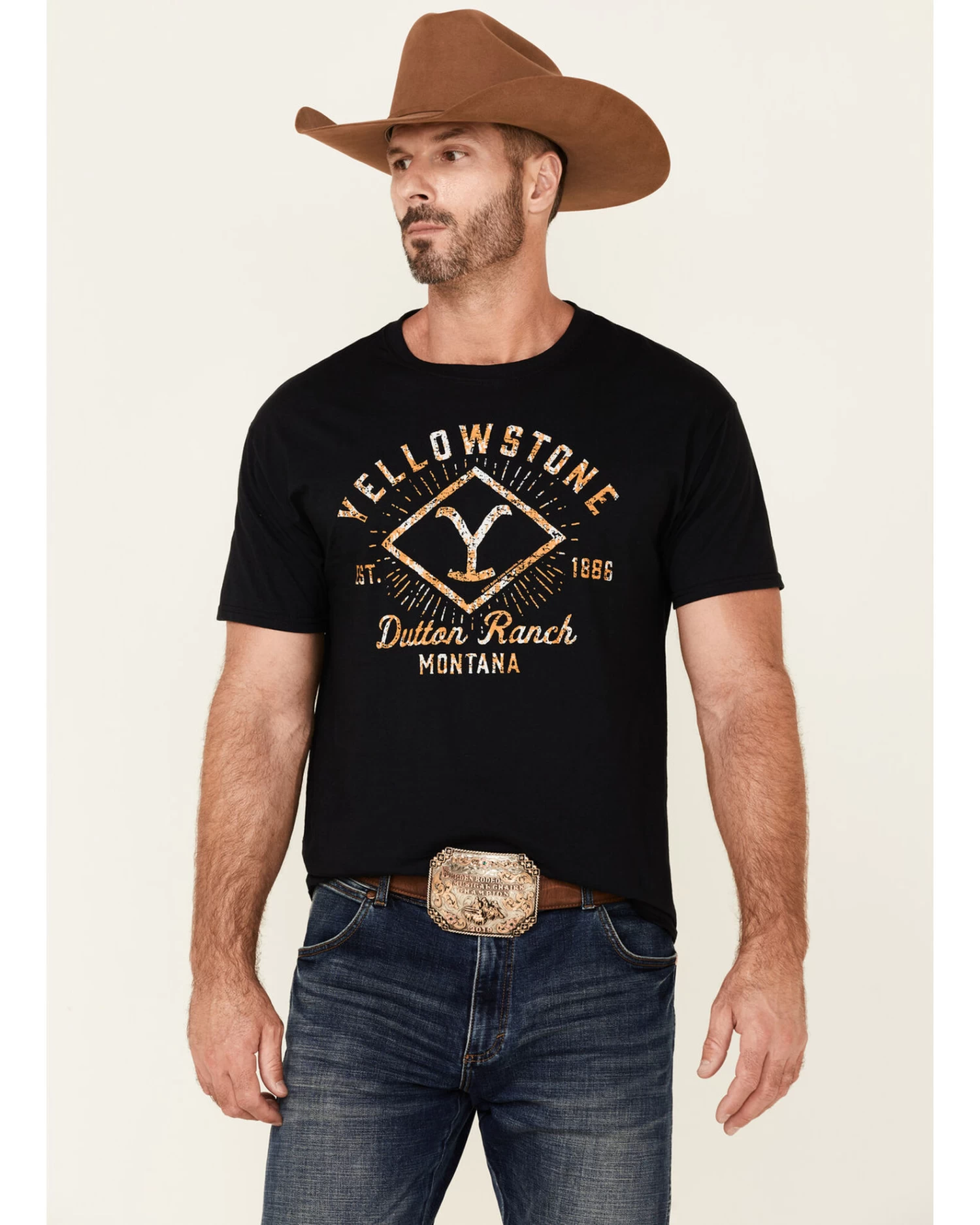 Paramount Network’s Yellowstone Men's Vintage Dutton Ranch Logo Short Sleeve T-Shirt