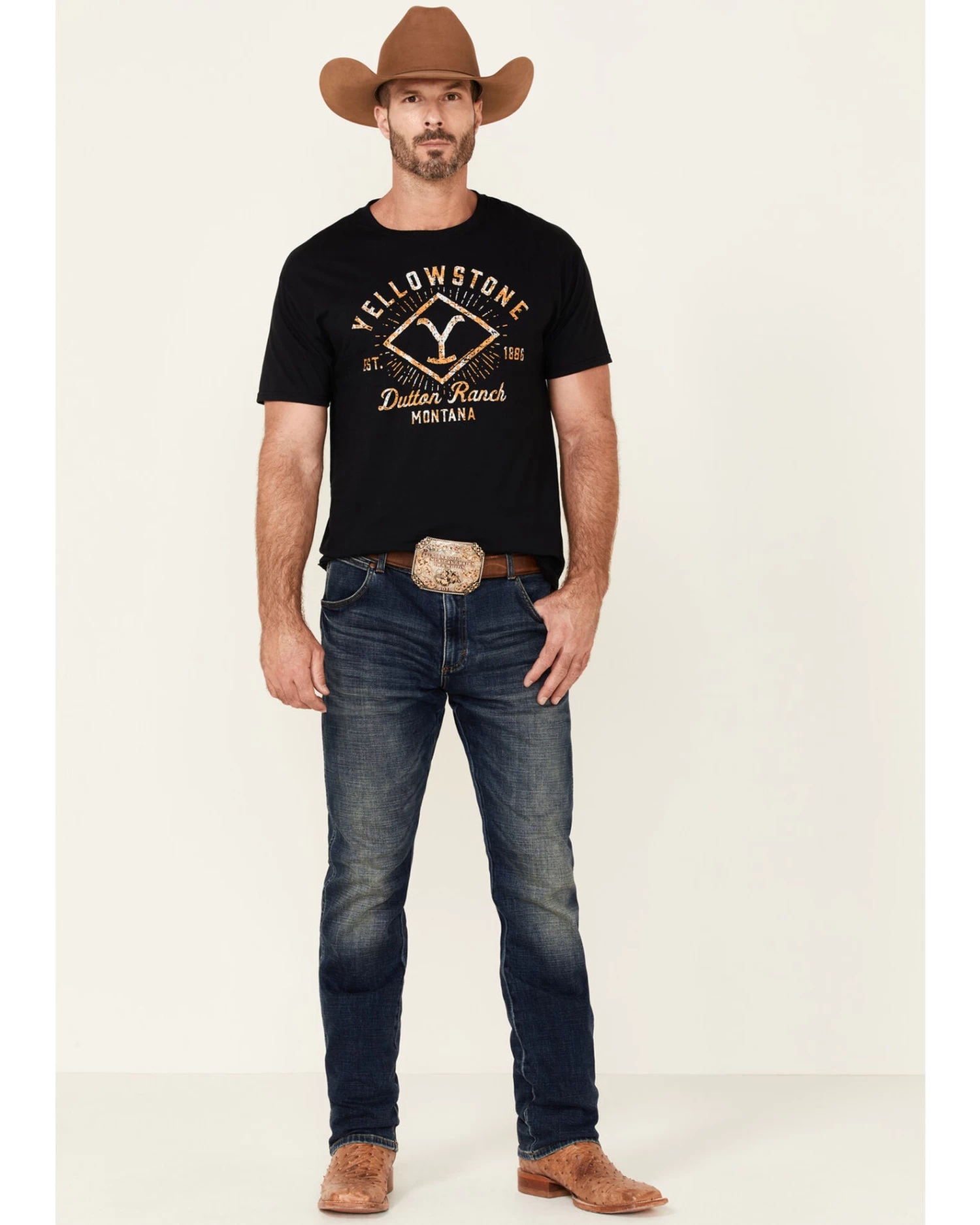 Paramount Network’s Yellowstone Men's Vintage Dutton Ranch Logo Short Sleeve T-Shirt - Image 2