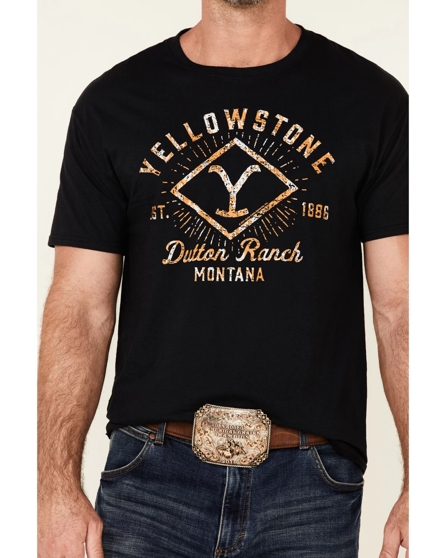 Paramount Network’s Yellowstone Men's Vintage Dutton Ranch Logo Short Sleeve T-Shirt - Image 3