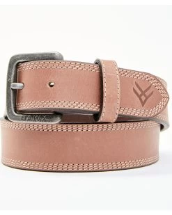 Hawx Men's Brown Pebbled Logo Buckle Leather Belt