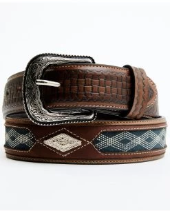 Cody James Men's Embroidered Diamond Concho Basketweave Western Belt