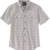 Carhartt Men's Loose Fit Stripe Short Sleeve Button Down Work Shirt 
