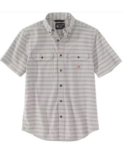 Carhartt Men's Loose Fit Stripe Short Sleeve Button Down Work Shirt 