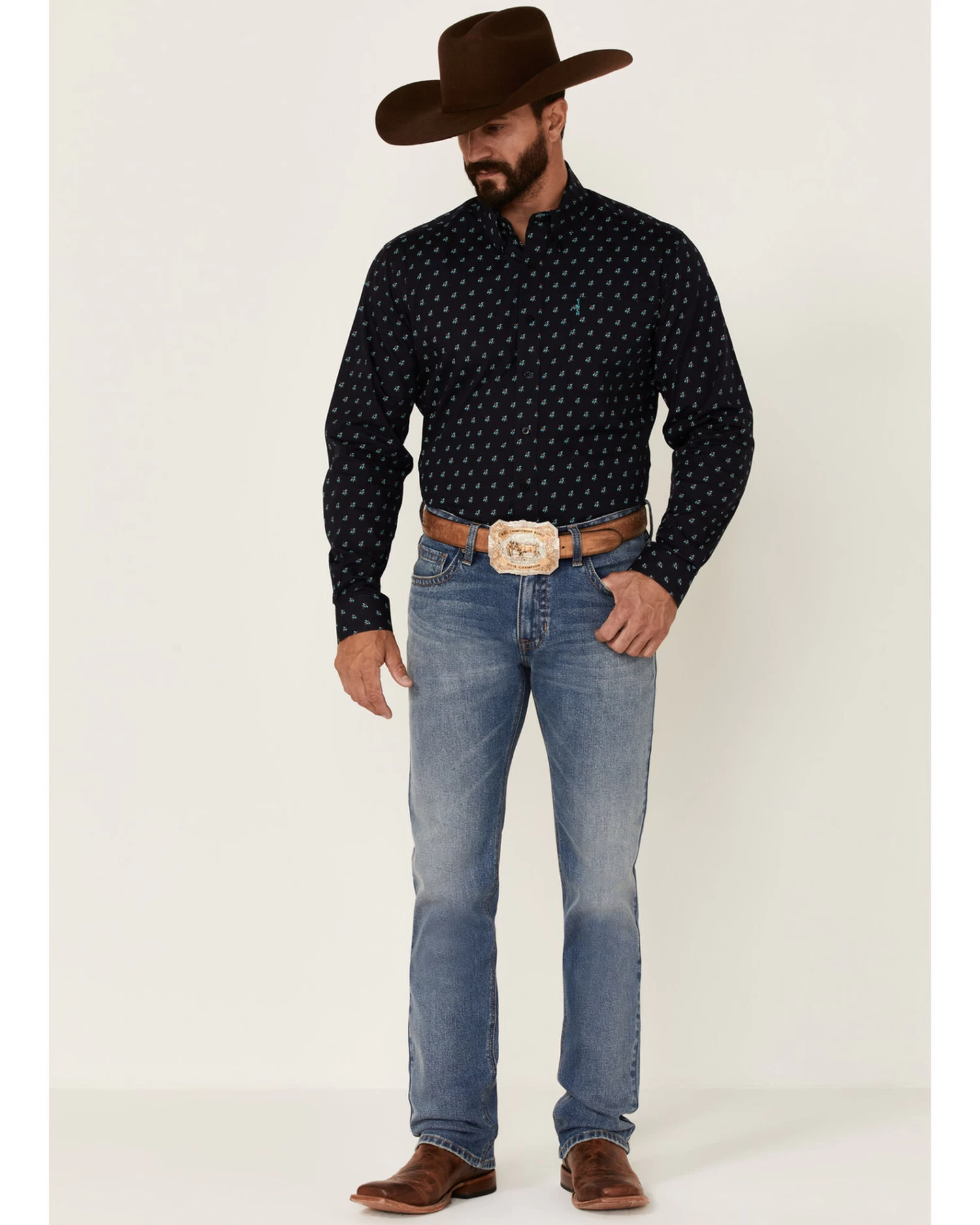 Cinch Men's Modern Fit Geo Print Long Sleeve Button Down Western Shirt - Image 2