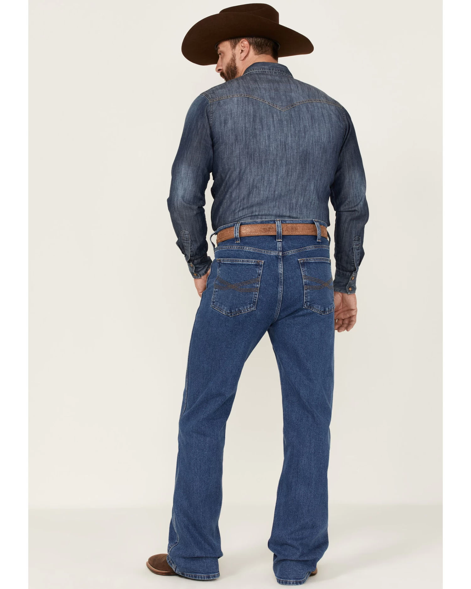 Blue Ranchwear Men's Buckaroo Medium Wash Stretch Regular Bootcut Jeans - Image 3