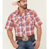 Wrangler Retro Men's Plaid Print Short Sleeve Snap Western Shirt 