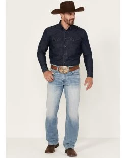 Cinch Men's Light Stonewash White Label Peformance Stretch Relaxed Straight Jeans 