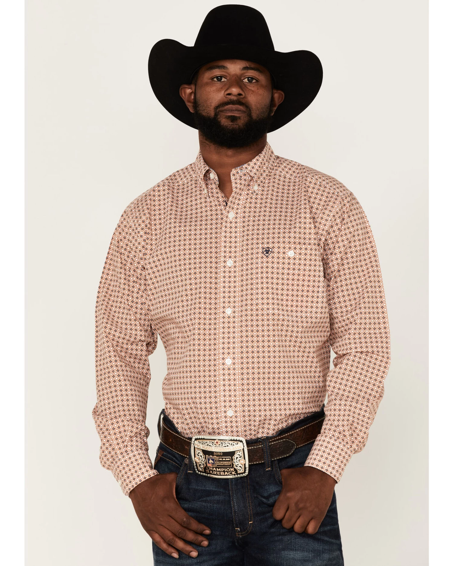 Ariat Men's Relentless Braiding Stretch Geo Print Long Sleeve Button Down Western ShirtÂ