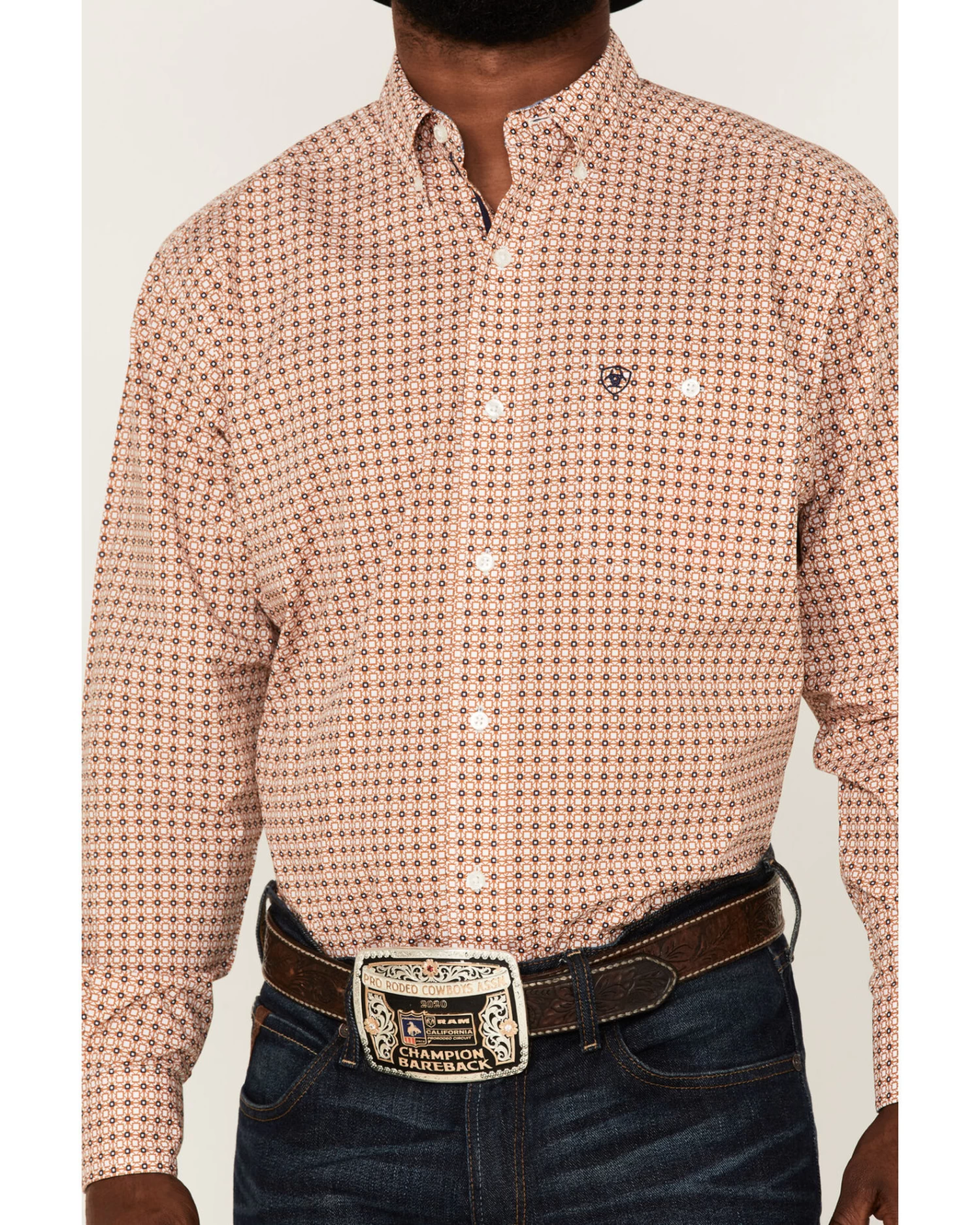 Ariat Men's Relentless Braiding Stretch Geo Print Long Sleeve Button Down Western Shirt - Image 3