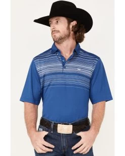 Cinch Men's ARENAFLEX Royal Chest Stripe Short Sleeve Polo Shirt