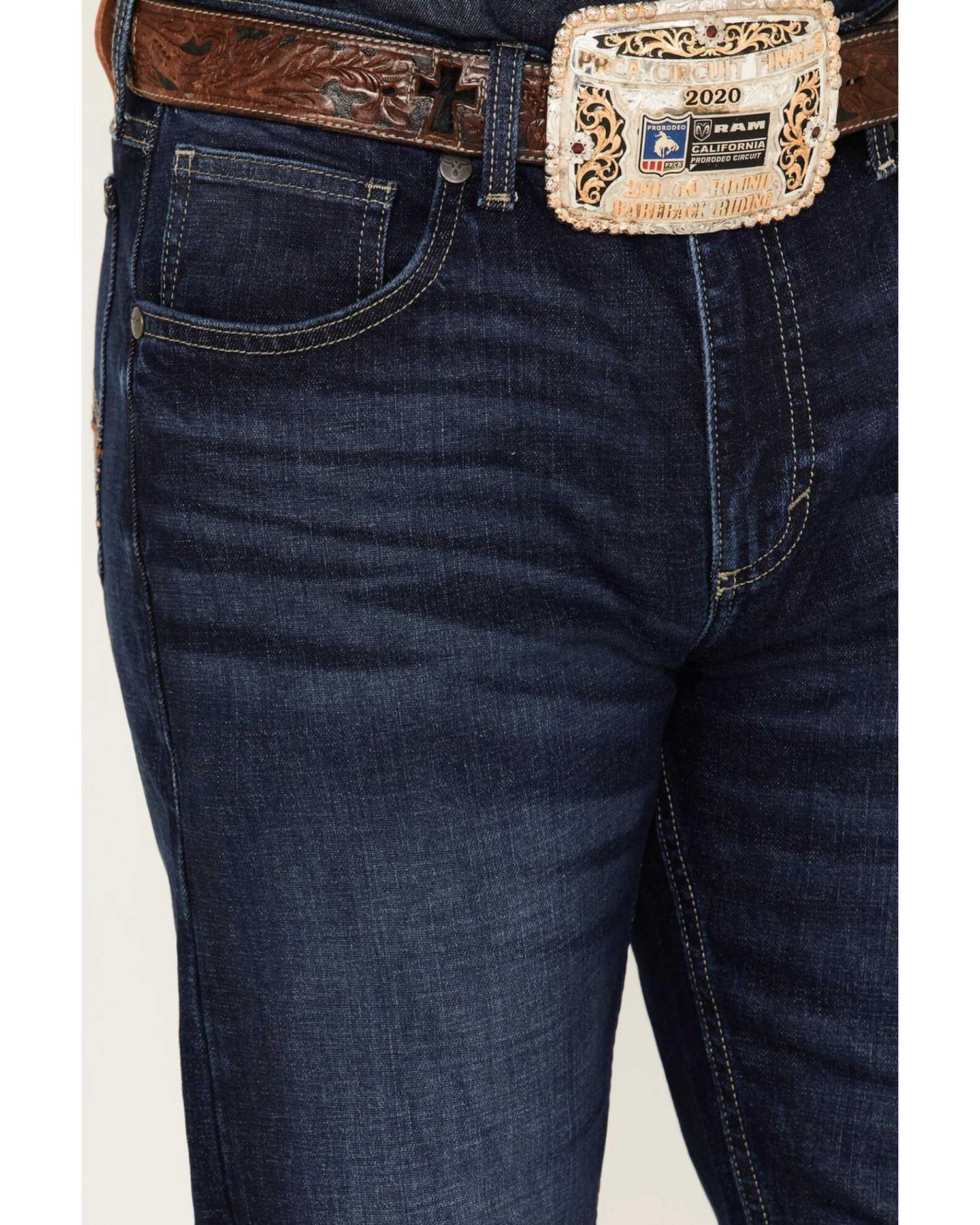 Wrangler 20X Men's Dawn Dark Wash Stretch Slim Straight Jeans - Image 2