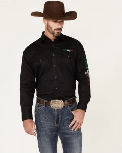 Wrangler Men's Mexico Logo Snap Western Shirt 