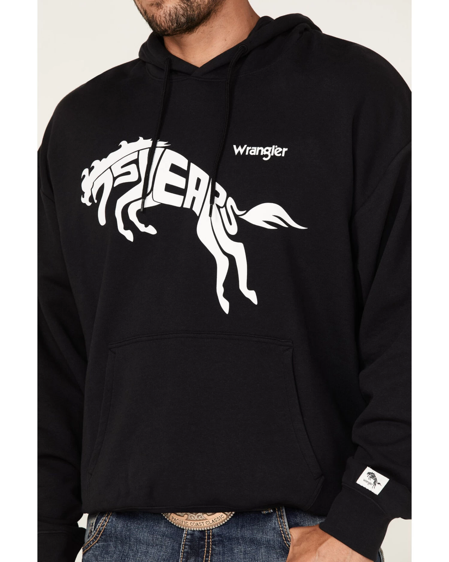 Wrangler Men's 75 Years Black Horse Graphic Hooded Sweatshirt - Image 3