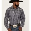 Roper Men's Embroidered Horseshoe Large Plaid Long Sleeve Snap Western Shirt 