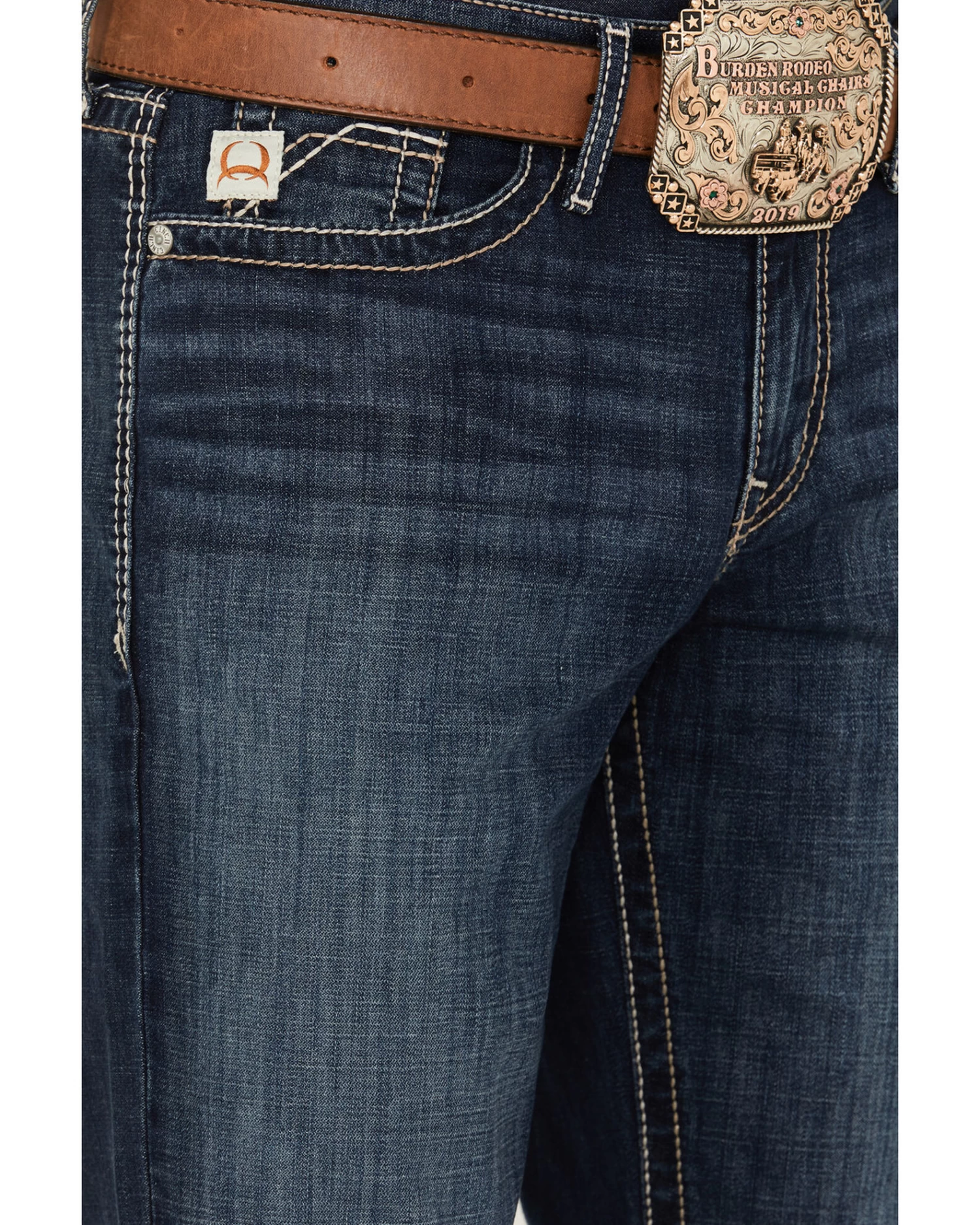 Cinch Men's Grant Dark Stonewash Relaxed Bootcut Stretch Performance Jeans - Image 2