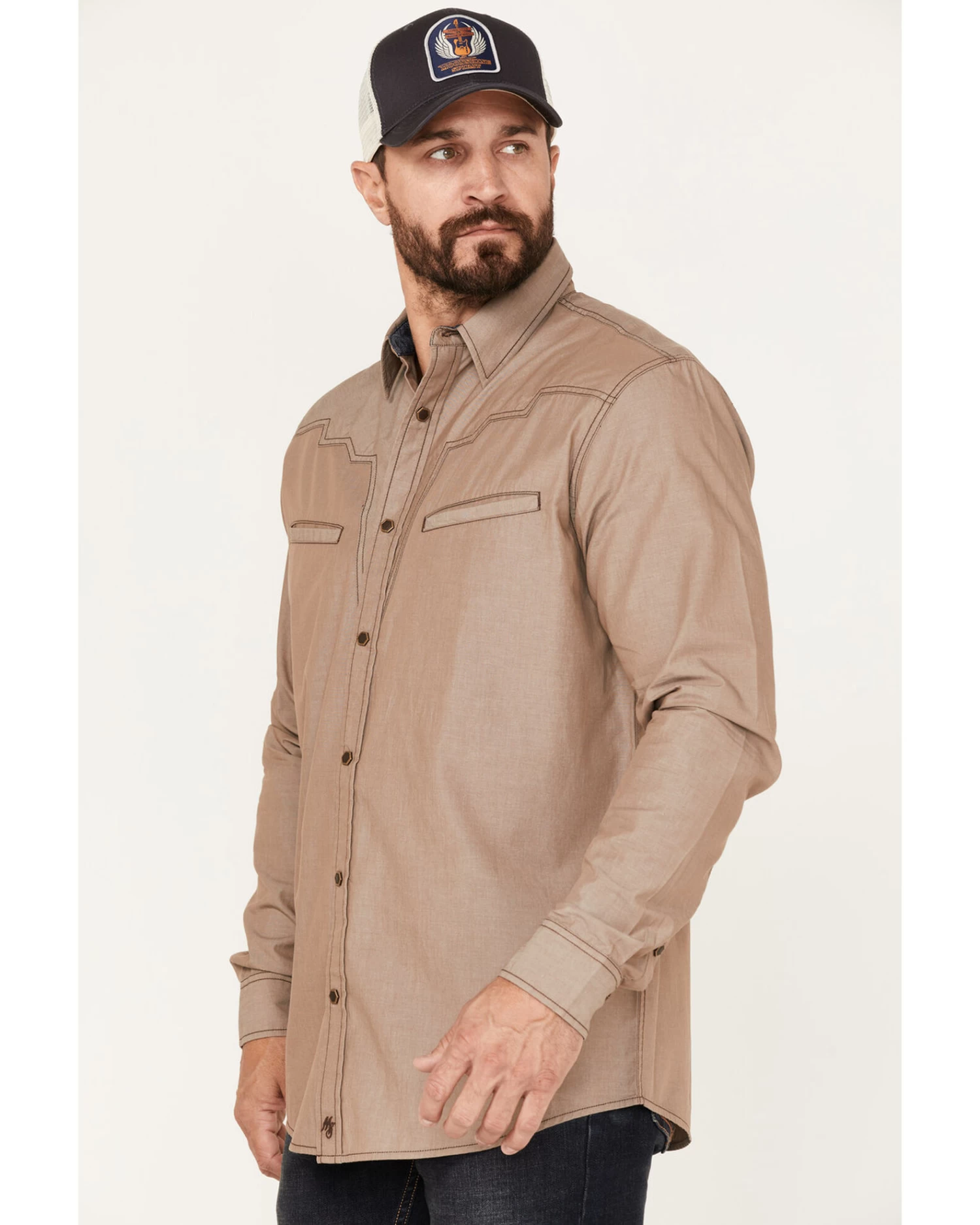 Moonshine Spirit Men's Thunder Road Solid Long Sleeve Snap Western Shirt - Image 2