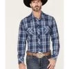 Rock & Roll Denim Men's Medium Plaid Stretch Long Sleeve Pearl Snap Shirt