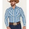 Ely Walker Men's Striped Long Sleeve Pearl Snap Western Shirt