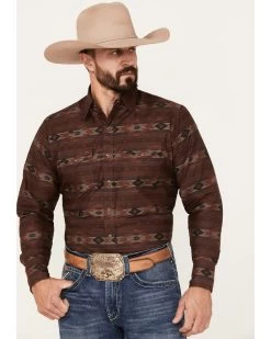 Ely Walker Men's Southwestern Print Long Sleeve Snap Western Shirt