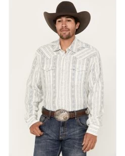 Wrangler Retro Men's Premium Southwestern Striped Long Sleeve Snap Western Shirt 