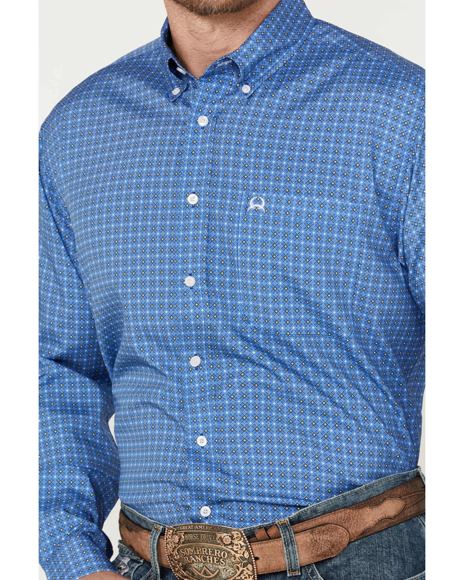 Cinch Men's ARENAFLEX Geo Print Long Sleeve Button Down Western Shirt - Image 3