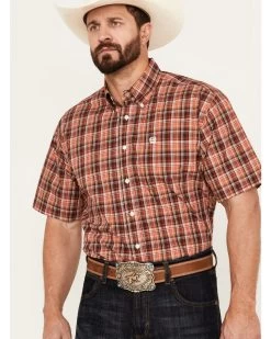Cinch Men's Plaid Print Short Sleeve Button Down Western Shirt