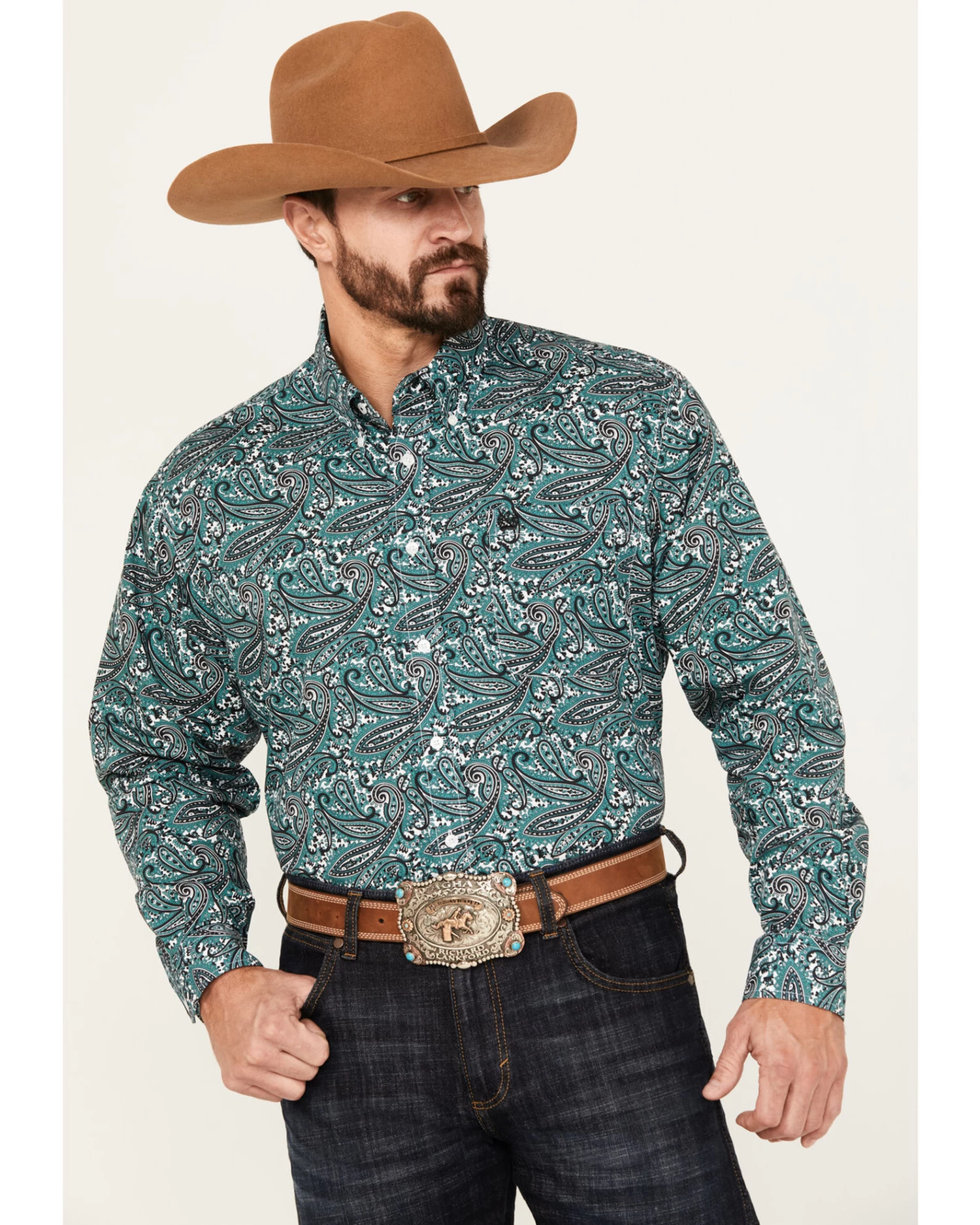 Cinch Men's Paisley Print Long Sleeve Button-Down Western Shirt